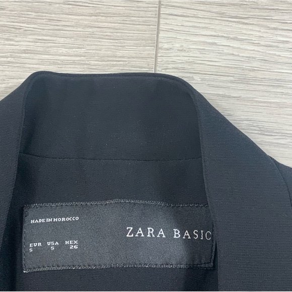 Zara Black Sleeveless Blazer Duster Jacket Vest Open Front Padded Shoulders - Picture 4 of 9